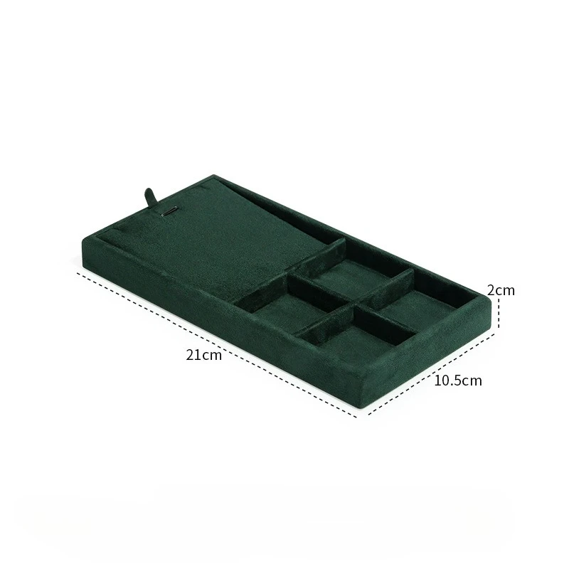 

New jewelry display tray: Green metal necklace, ring and accessory tray. Jewelry storage and viewing