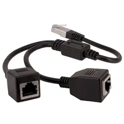 RJ45 Ethernet Splitter Adapter 1 Male to 2 Female LAN Network Splitter Support Cat7 Cat6 Internet Networking Extension Cord