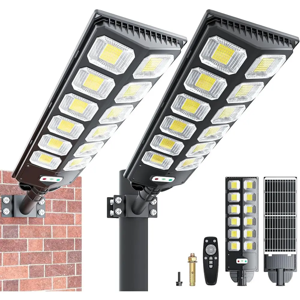 

r Street Lights Outdoor Waterproo, IP66 15000LM 6500K r lood Lights Dusk to Wide Angle Motion Sensor and Remote,Upgrade Metal ix