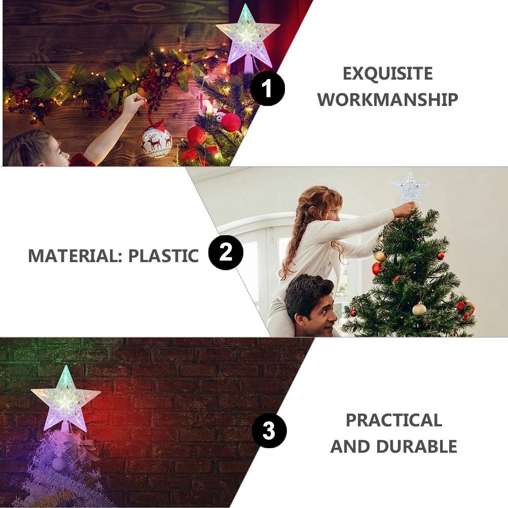 

1Pcs Five Light String Christmas Treetop Star Lamp Lovely Dazzling Tree Top Decor Festive Holiday