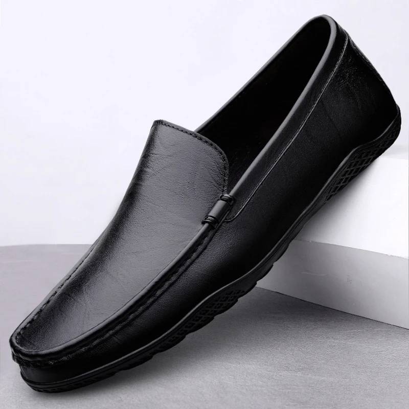 

Spring Autumn Hot Selling Men's Leather Casual Shoes Massage Soft Soled Park Walking Shoes Simple Men's Flat Bottomed Loafers