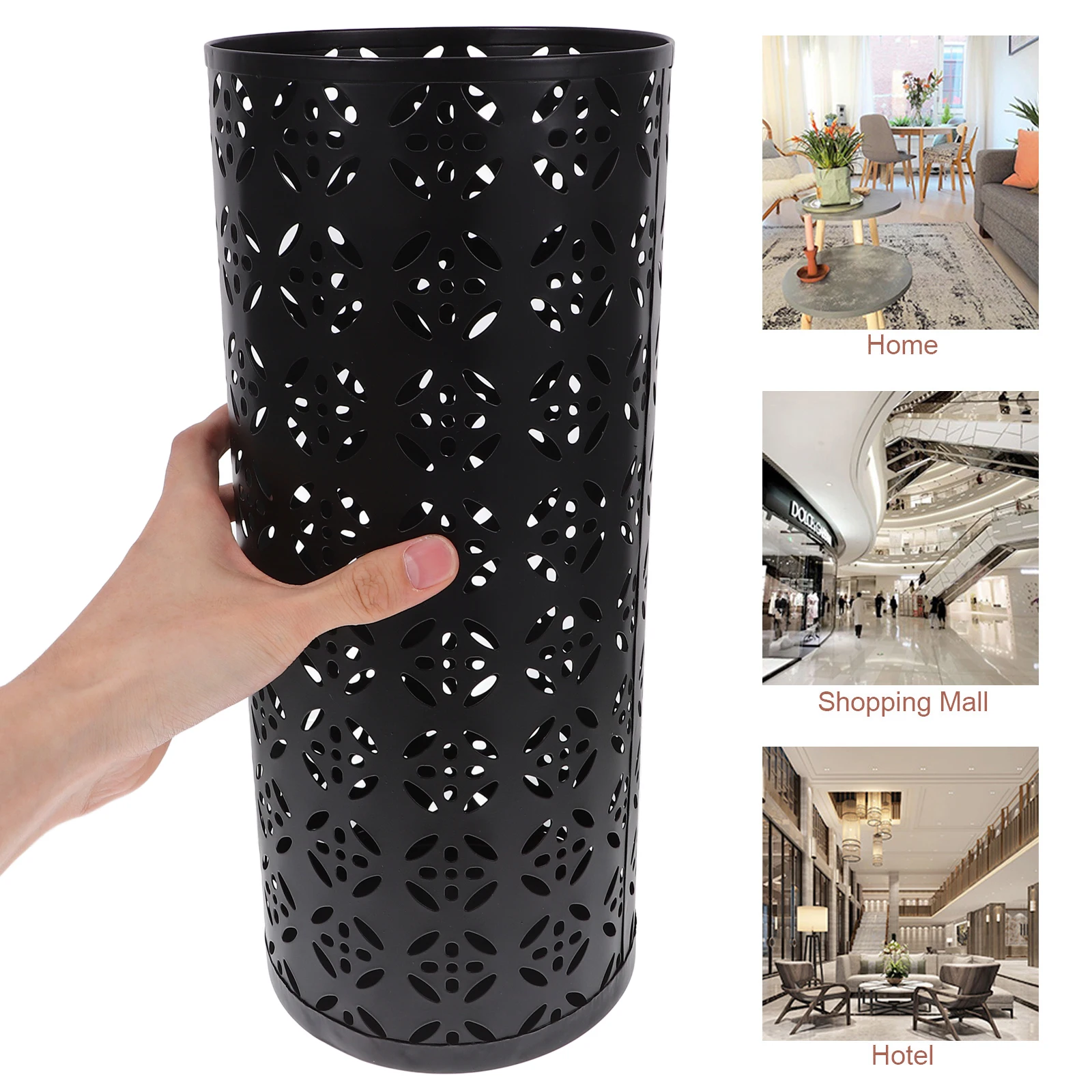 

Iron Umbrella Stand Black Bucket for Entryway Dried Flowers Vase Home Storage Organizer Rustic Flower Arrangement