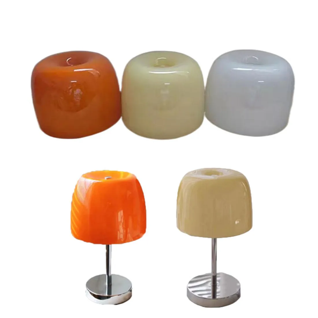 

Vintage 11mm Hole D20cmxH14cm Desk Lamp Shade Replacement,Orange Beige 1cm Glass Lampshade for DIY Table Lamp Art Decor Shade