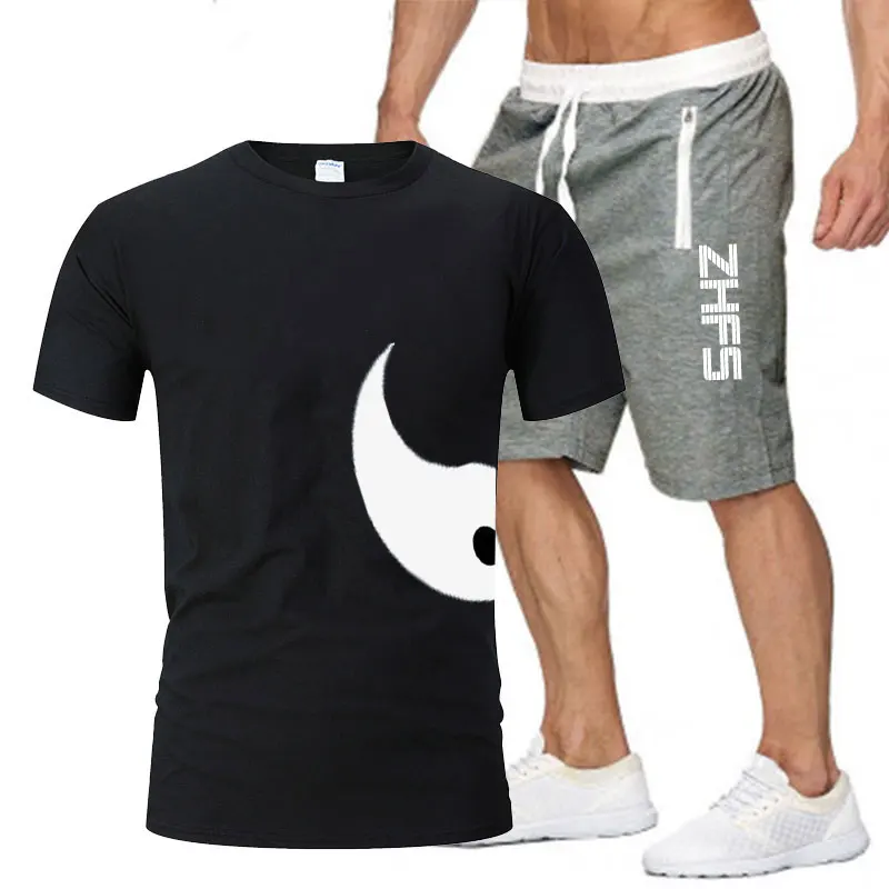 Summer 2023 Europe and the United States fashion t-shirt short-sleeved pants clothing, men\'s casual sports jogging fitness cloth