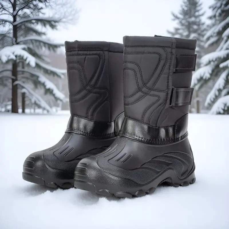 Large Size Snow Boots, Cold Resistant and Warm Men's Boots, Waterproof and Non Slip Long Boots with Thick Velvet and Comfortable
