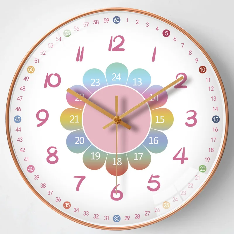 Wall Clock Modern Design Wall Decor Nordic Cartoon Kid Room Decorations for Girls Home Living Room Decoration Art Silent Clock 2