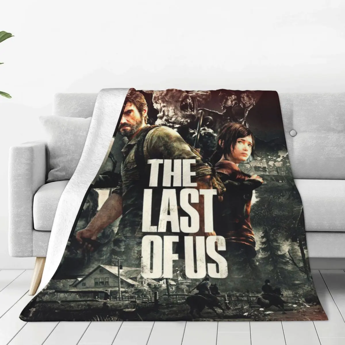 Joel Ellie Tess Bill Flannel Blankets The Last of Us Horror Violence Funny Throw Blankets for Home