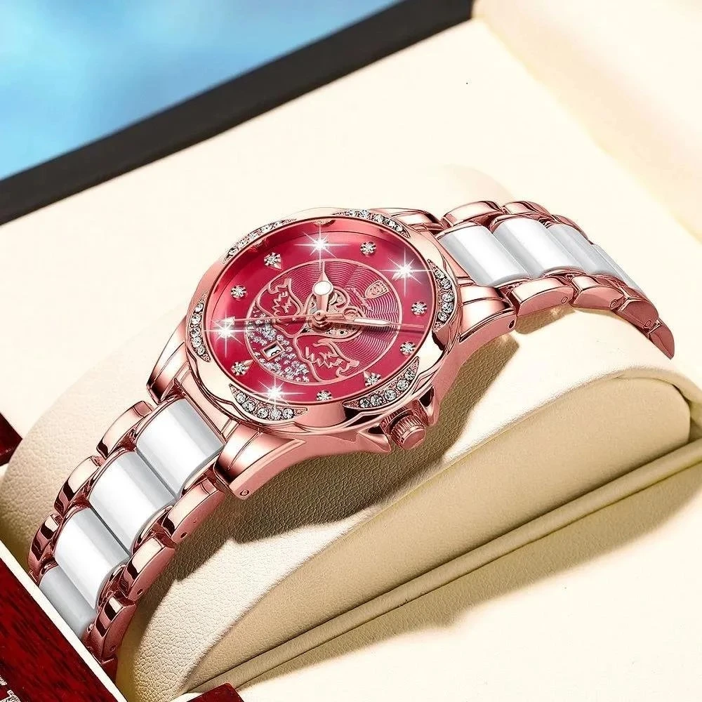 POEDAGAR Fashion Quartz Wristwatches Luxury Leather Ladies Watch For Women Diamond Elegante Female Wrist Watch Reloj Mujer