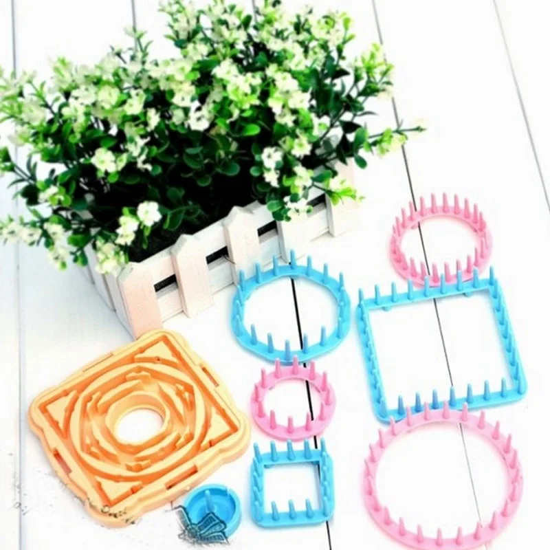 9pcs/ Set Flower Loom Petals Knitted Crochet Yarn Sewing Tool DIY Flower Pattern Maker Wool For Knitting Machine Scarf Socks