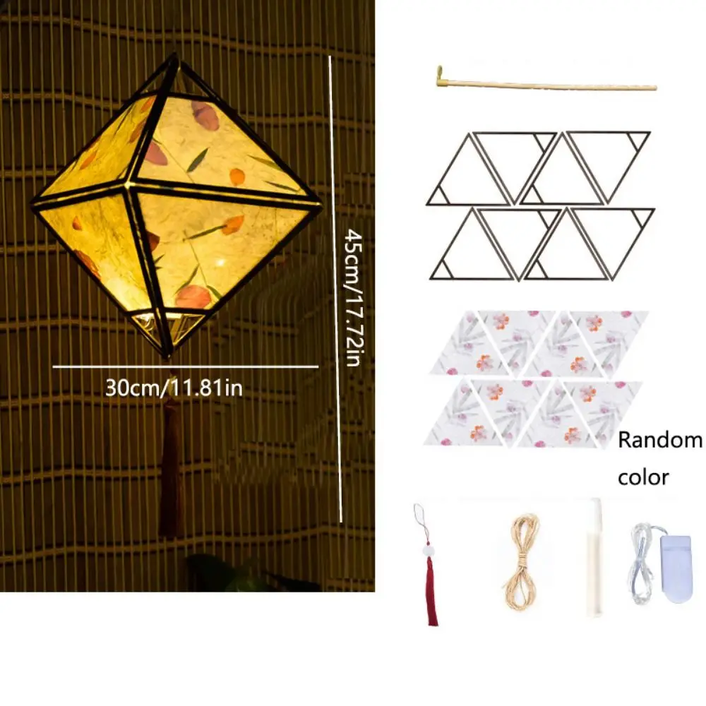 Wooden Mid-Autumn Festival Lantern LED Light Creative Handmade Hanging Lamp Drawing Chinese Style Art Lantern Mid-autumn