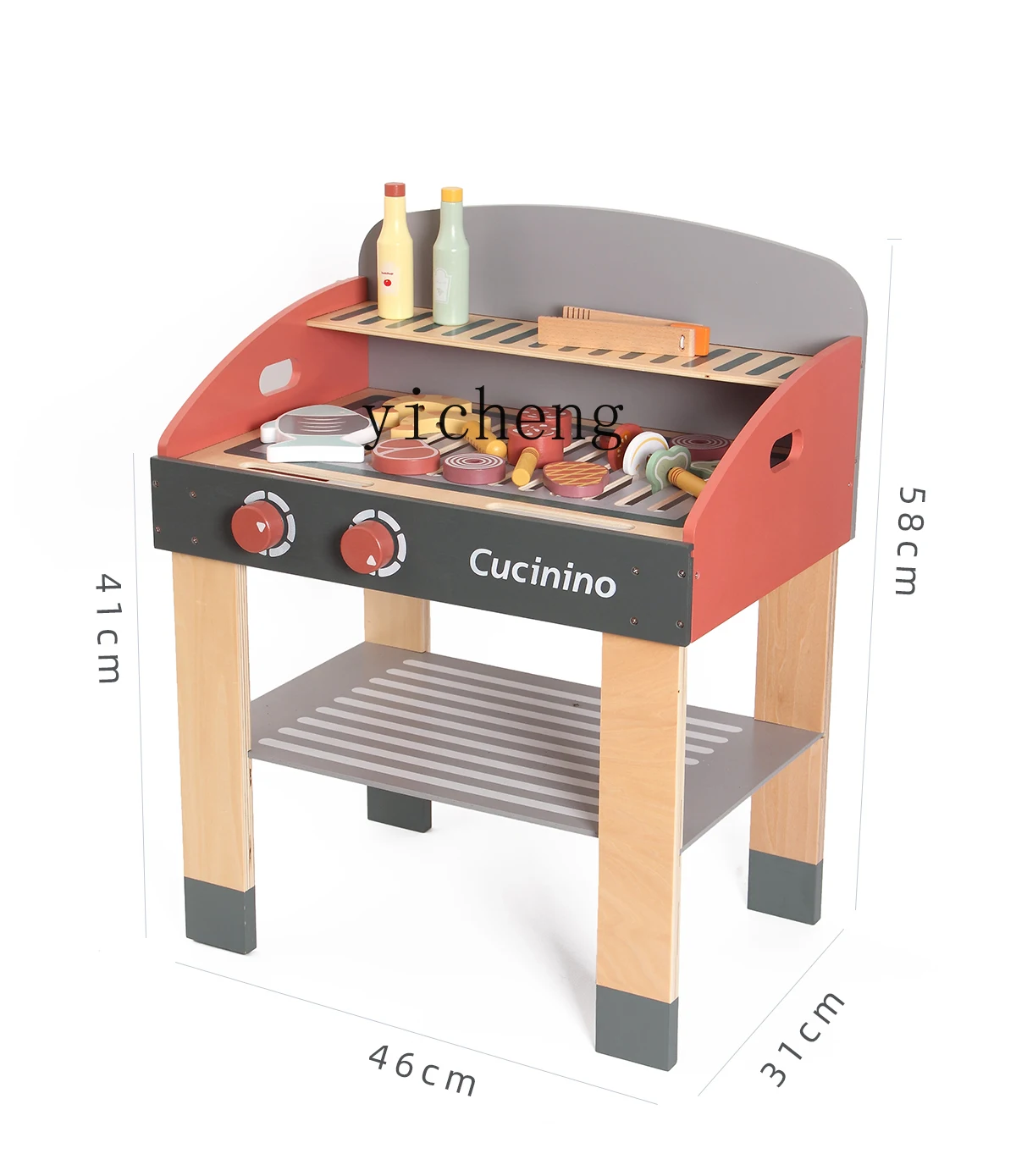 Churrasqueira Infantil, Brinquedos De Cozinha De Madeira, Play House Simulation, BBQ Grill Rack, XL