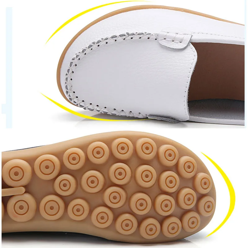 Real cowhide mother shoes cover feet shallow mouth shoes tendon sole lazy shoes low top nurse shoes casual D006