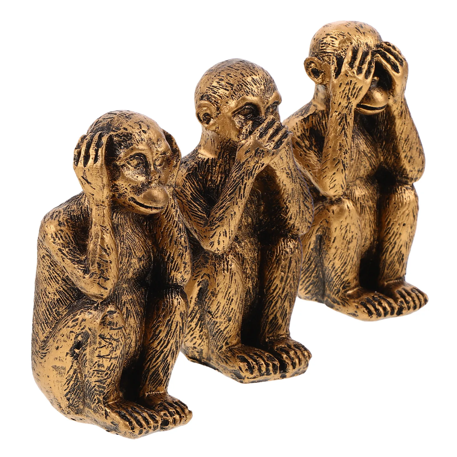 3Pcs Resin Animal Decor Mini Monkey Sculptures Animal Resin Crafts Desktop Ornament Living Room Office Study Room Gifts