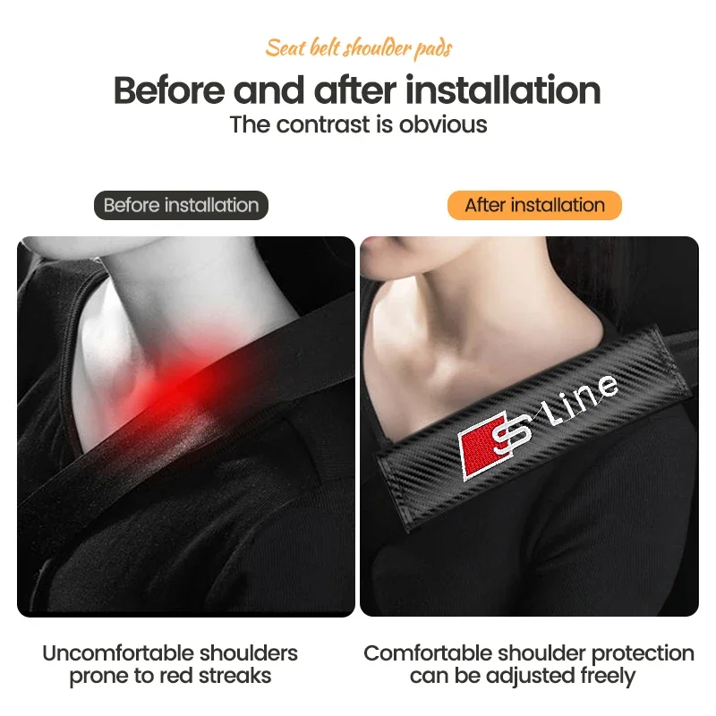مقعد السيارة حزام غطاء الكتف حامي حشوة وسادة اكسسوارات السيارات لأودي Sline A3 A4 B8 8P 8V B6 A5 A6 C7 Q5 B9 B7 C6 A1 Q7 #3