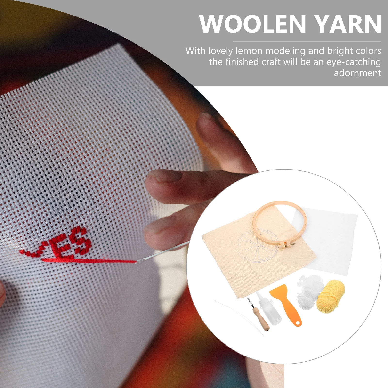 

1 Set Punch Needle Coaster Kit Lemon Embroidery Diy Craft Material Handcraft Cup Mat For Kids Decorative Home Gift Diy Coaster