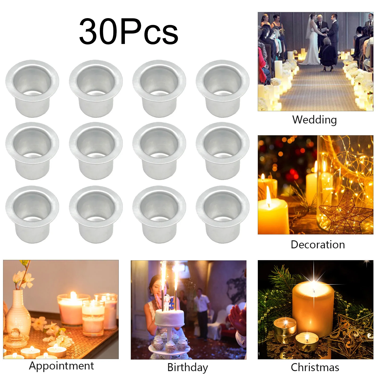 30/50pcs Aluminum Metal Candle Holders Pillar Plate For Wedding Party Festival Candlestick Holder Wedding Centerpieces