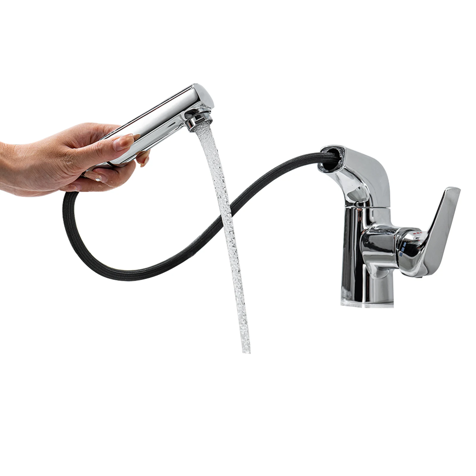 Bathroom Faucets with Pull Out Sprayer Single Hole Bathroom Pull Down RV Sink Faucets Water Tap Pull Down Bathroom Faucet