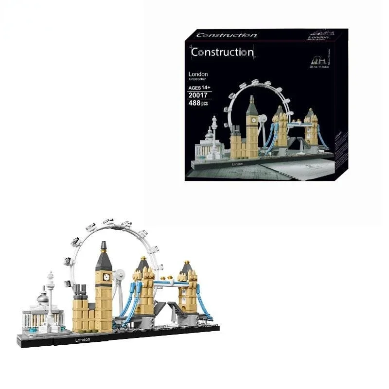 ชุดก่อสร้างสถาปัตยกรรม10678 468pcds ลอนดอน21034 Big Ben Bridge Building Block Blocks ของเล่นที่เข้ากันได้กับ lepining City