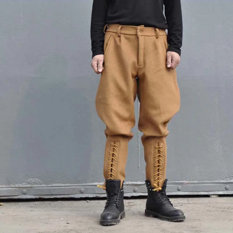 

YANGHAOYUSONG homemade Vintage Cropped Pants Jodhpurs Thick Ribbed Wool Men's Riding Breeches Circa 1940s French Workwear