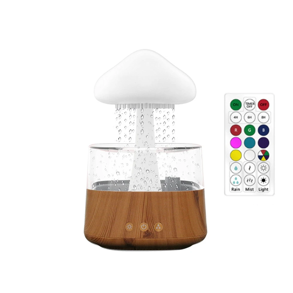 Hot Selling Mushroom Shape Low Noise Rain Cloud Raindrop Colorful Night Light Air Humidifier