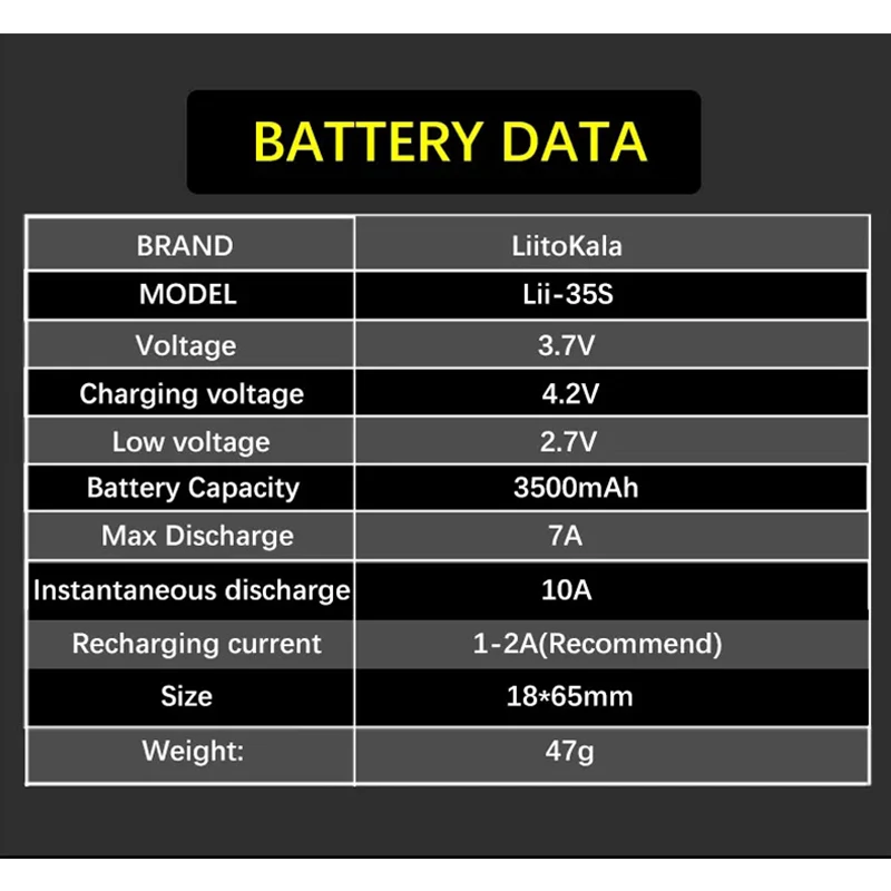 1-6PCS LiitoKala Lii-35S 18650 3.7V 3500mAh Rechargeable Lithium Battery for LED Flashlight+DIY Pointe