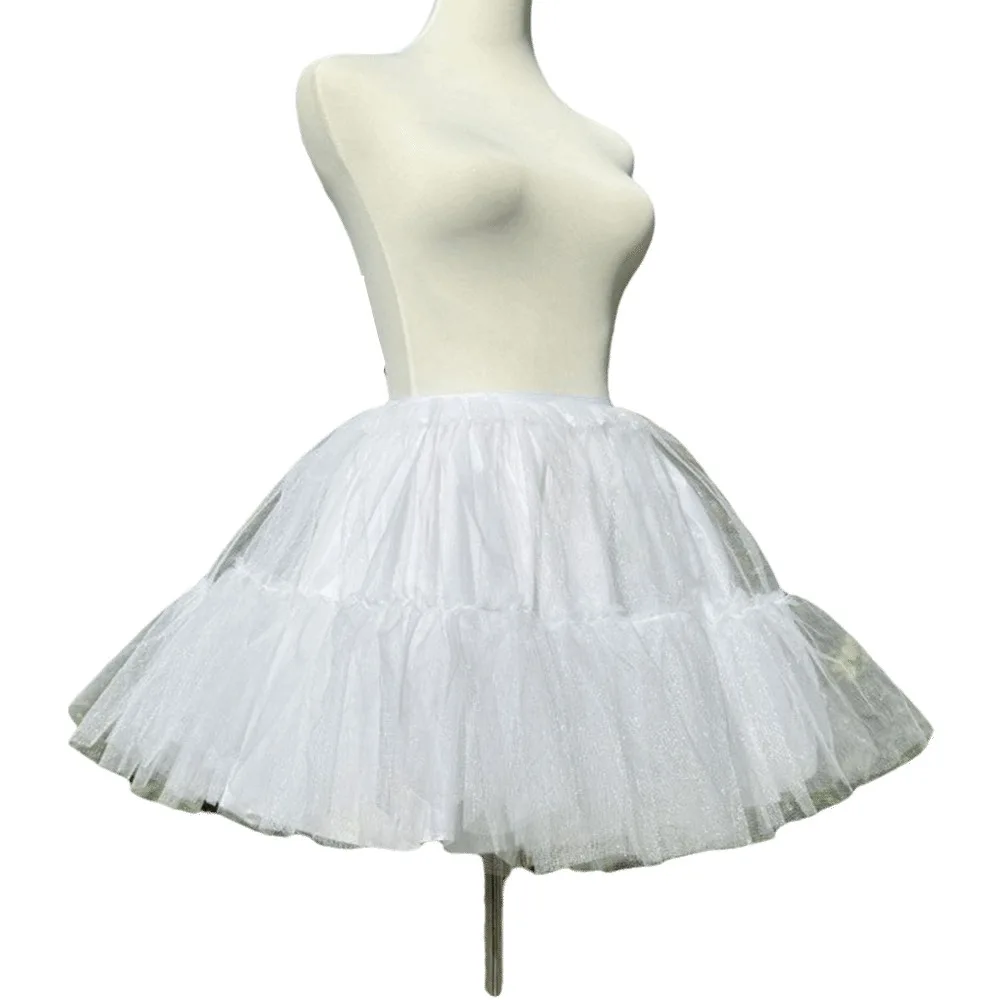 Boneless Design Lolita Petticoat 30/35/40/45cm Soft Mesh Tutu Puffy Skirt White Color Ruffled Ball Gown Underskirt