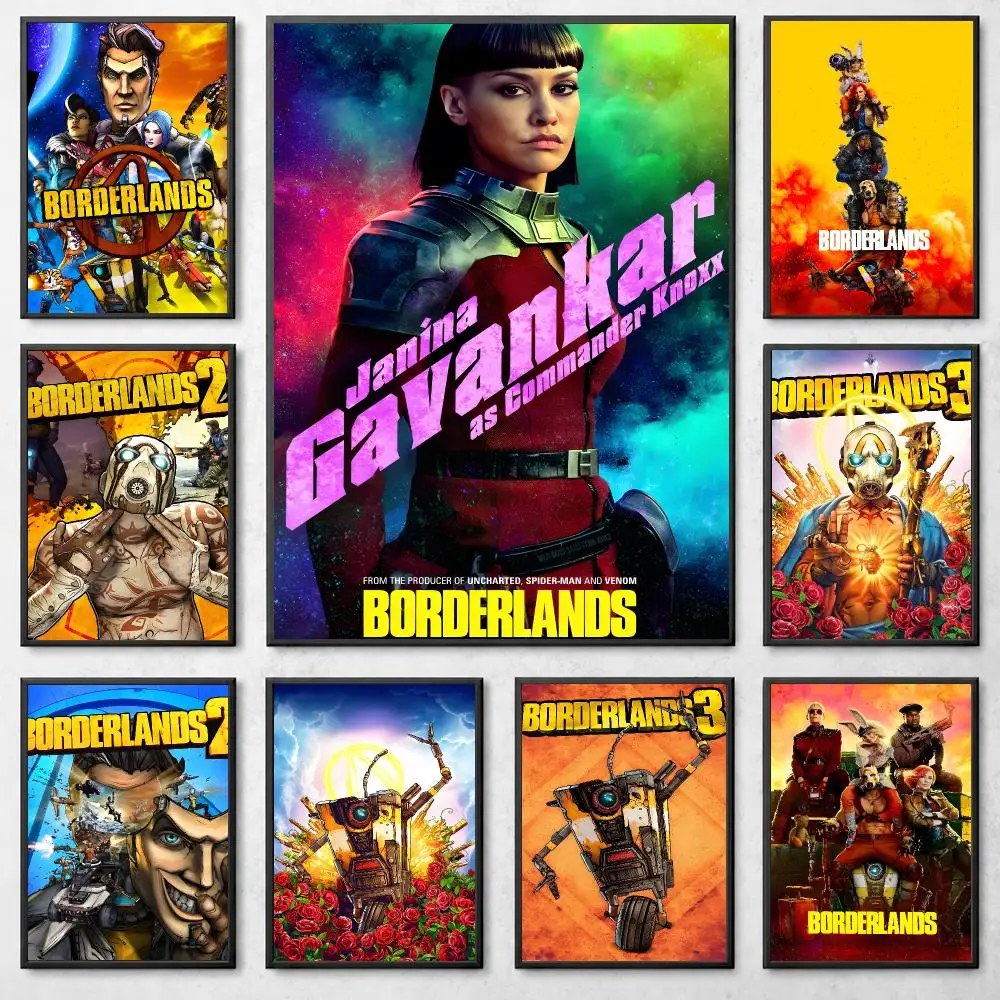 Game Action B-Borderlands Poster Self Adhesive Art Poster Bedroom Dorm Gaming Room Decor Gift