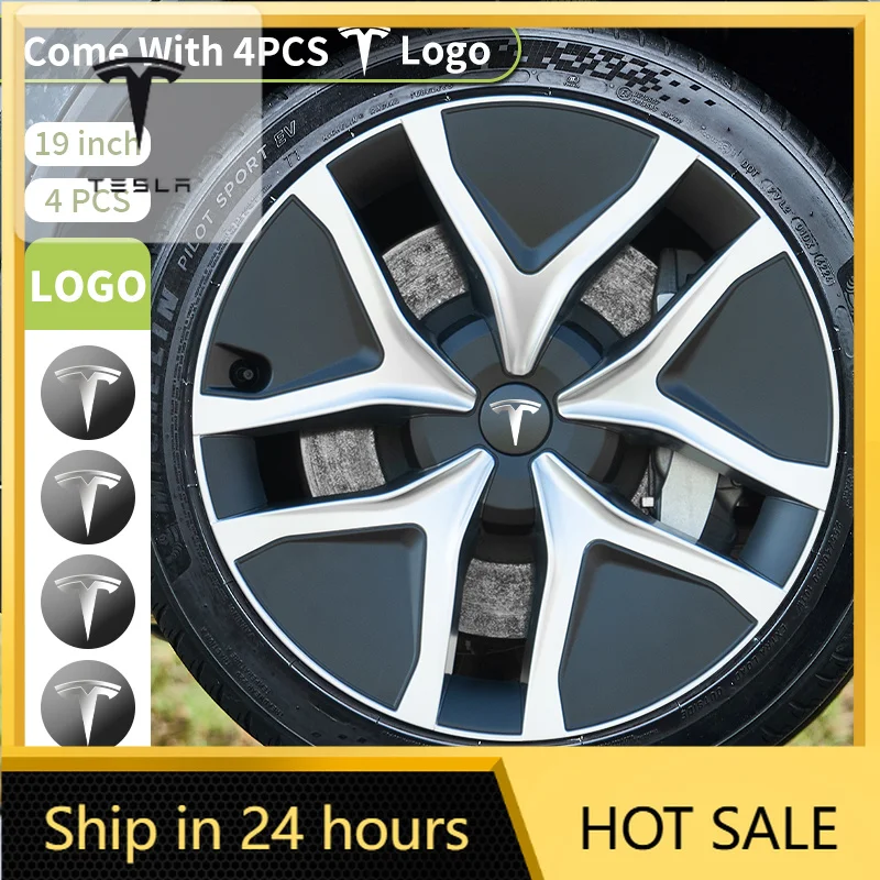 

Car Sticker 4pcs For New Tesla Model Y 2025-2026 Juniper 19 Inch Spider Web Style Hubcaps Rim Covers Auto Accessories Hubcaps Wh