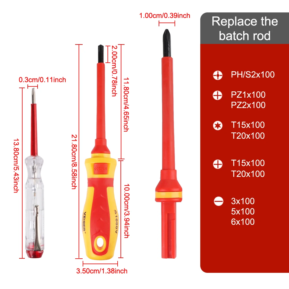 13 pezzi 1000V set di cacciaviti punte a taglio Phillips cacciavite magnetico isolato multifunzionale per utensili manuali per elettricisti