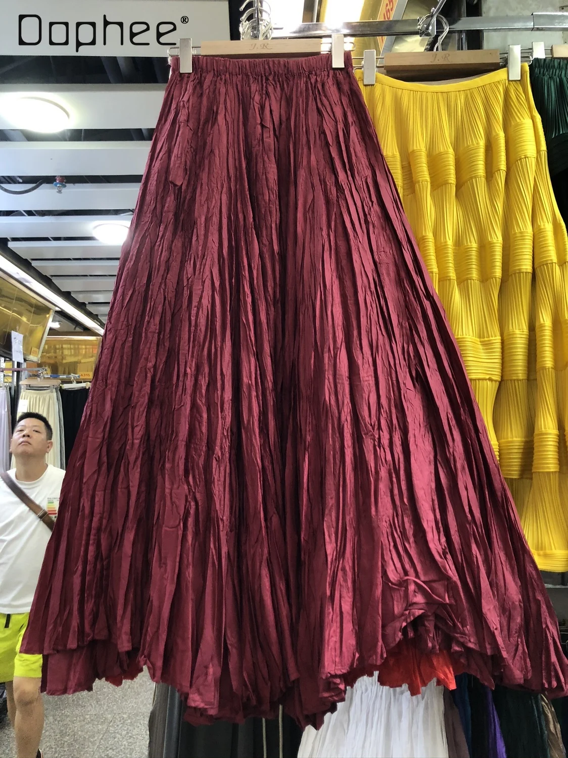 

Simple Women Large Swing Folds Skirts Multi Solid Color Irregular Hem A-line Pleated Long Skirt Female Versatile 2024 Summer