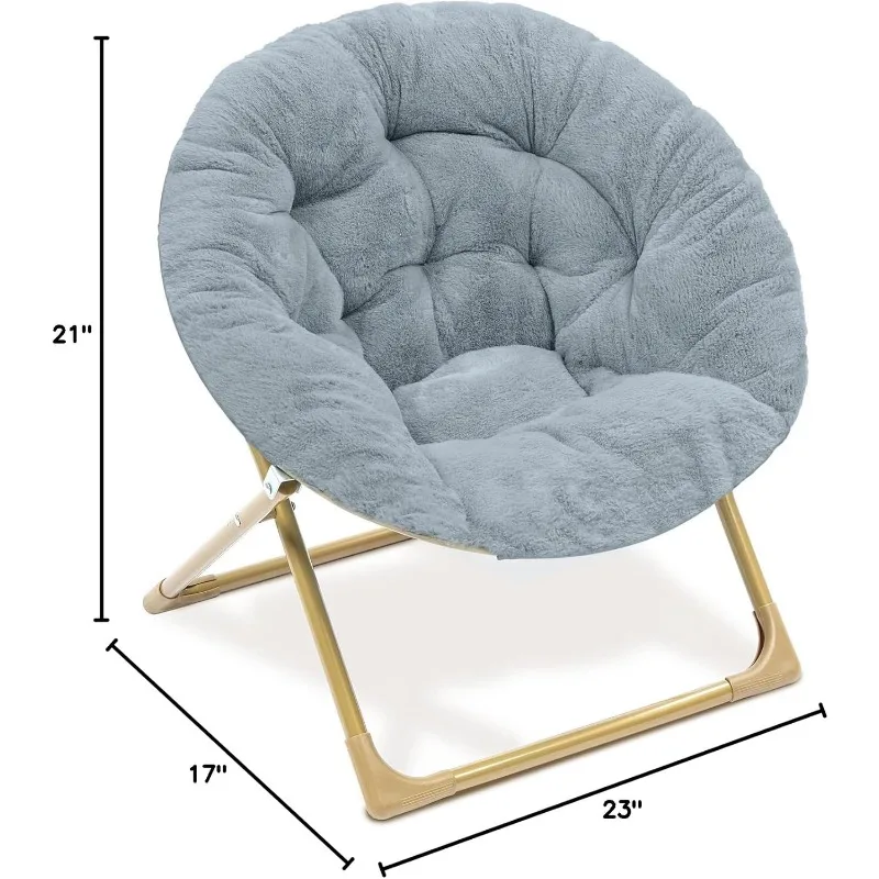 Mini chaise douillette Milliard pour enfants, chaise mentaires orielle pliante en fausse fourrure pour les tout-petits, gris