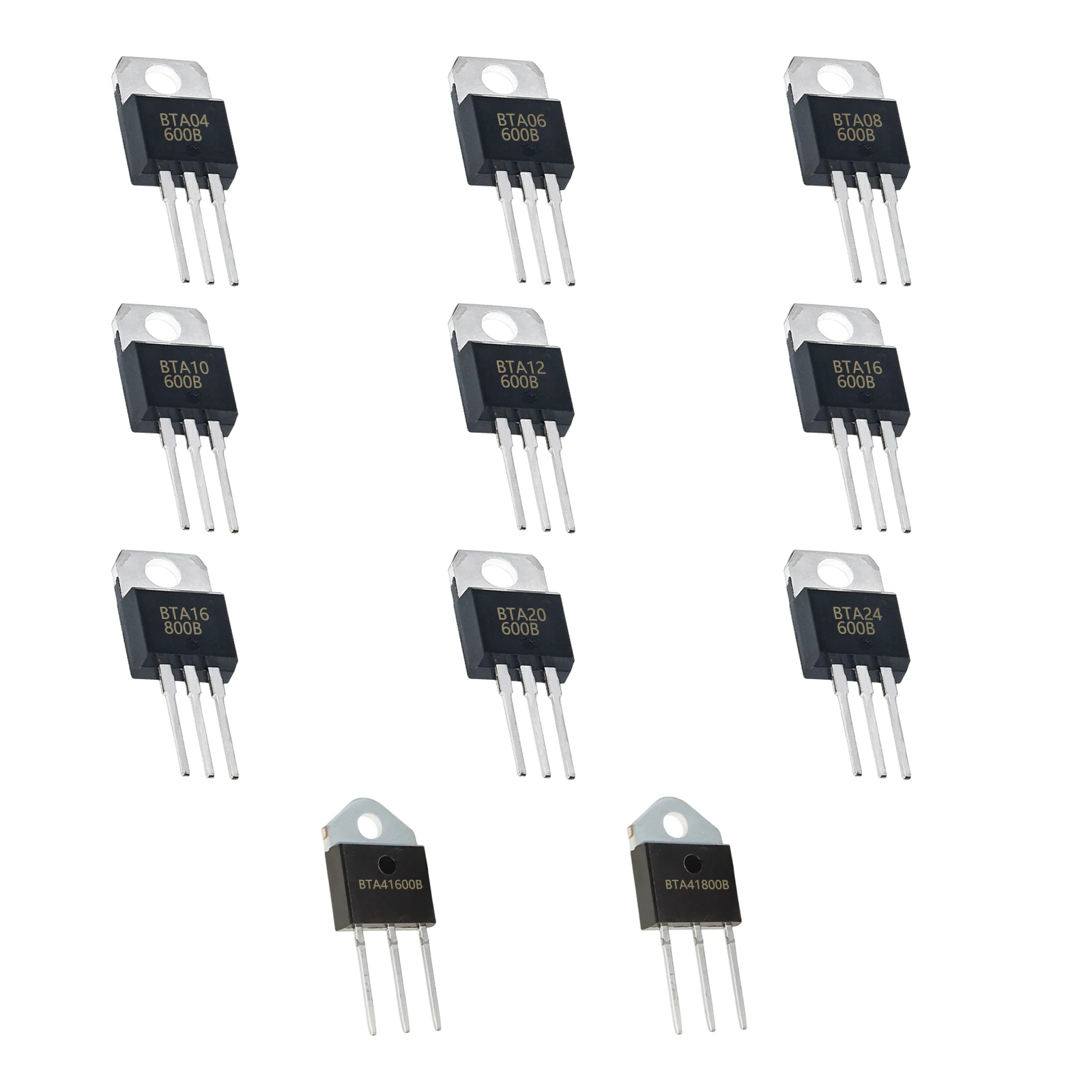 10 Values BTA TO-220 TO-247 TRIAC Kit BTA10/BTA12/BTA16/BTA20/BTA24/BTA41 -600B/-800B-600C Bidirectional Thyristor Total 20 Pcs