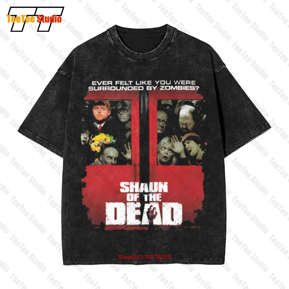 Винтажная футболка большого размера из фильма ужасов «Зомби» Shaun Of The Dead 429C