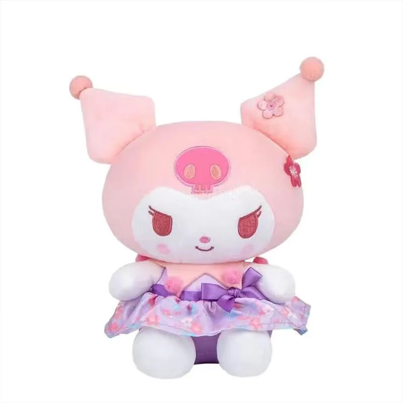 Sanrio pluszowa lalka słodka brzoskwiniowa seria Kawaii Kuromi pluszowe wypełnione zabawkowa melodia kotek miękka lalka na prezent urodzinowy Boże Narodzenie