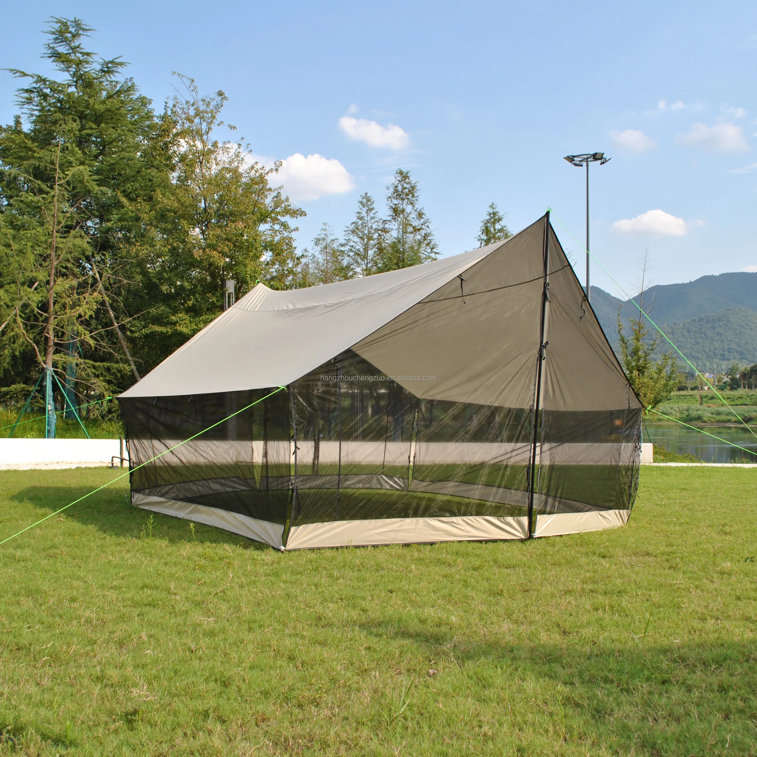 

Hammocks, canoes, picnics, backpacks, camping, beach tarps (ultralight), hammock canopies, bug-free screen houses for 8 people