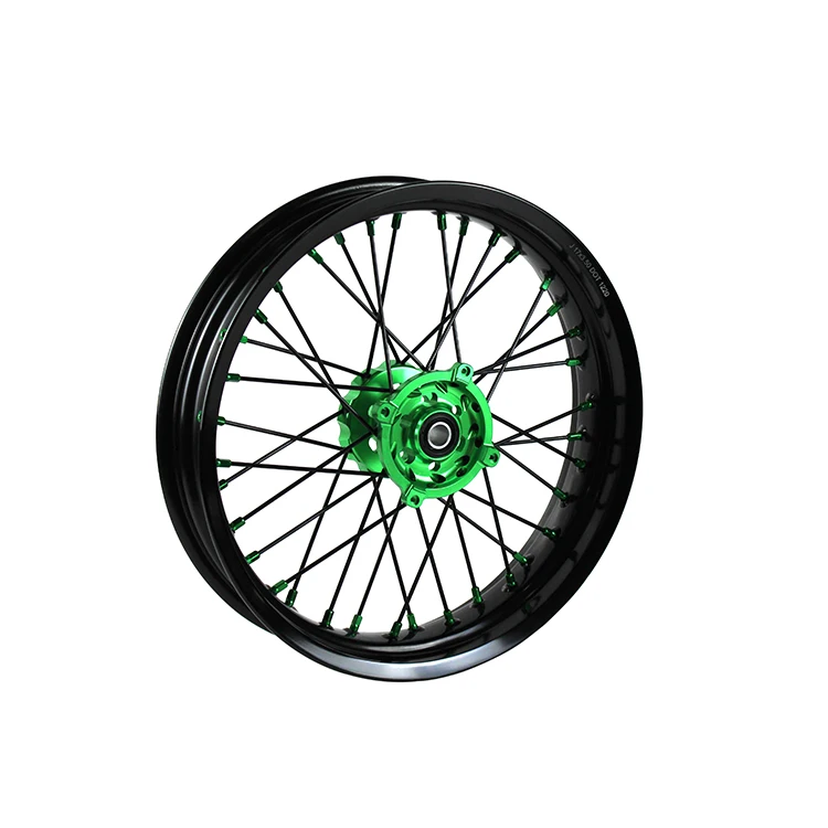 

KXF 250 450 KX 125 250 Green Hub Black Rims Motorcycle Assembly Supermoto Wheels Set