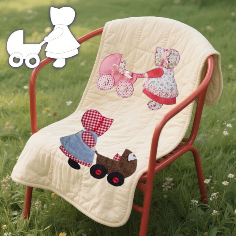YOMDID 8 Stück/Set Push Cart Girl Acryl-Quilt-Vorlage, geeignet für DIY-Muster für Bettwäsche, Kissenbezüge, Kleidung und Taschen