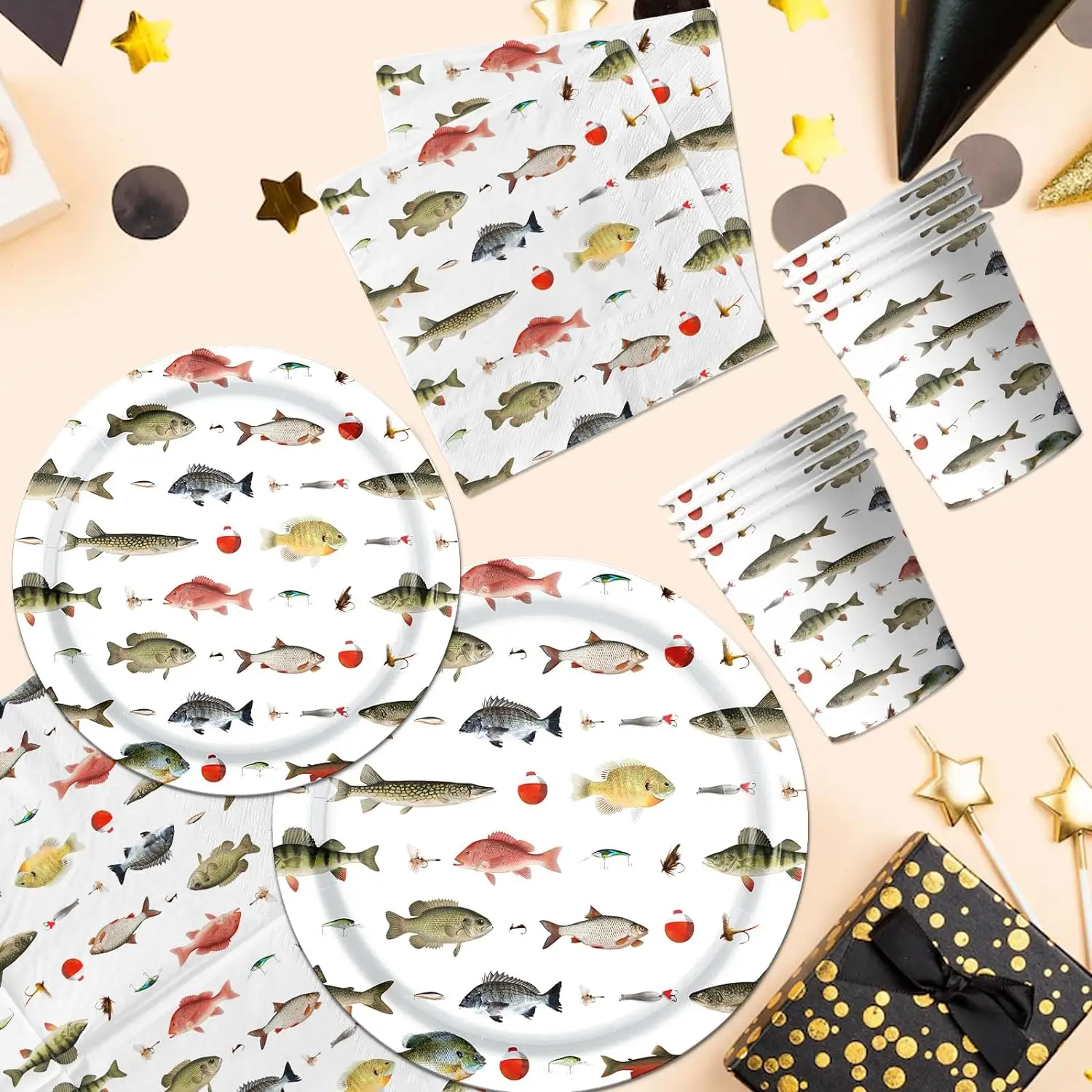 Gone Fishing Themed Tableware Set, Tablecloth, Plates, Napkins, Little Fisherman, Ofishally, One Birthday Decorations