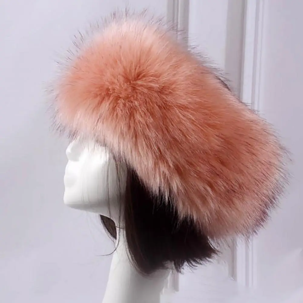 Winter Thick Fox Hair Circle Russian Hat Fluffy Headband Female Fur Headband Furry Headband Wide Headdress Ski Hat Accessories