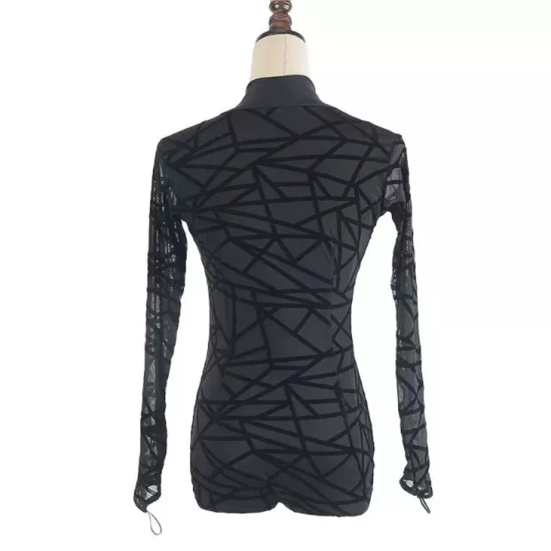 Abito da ballo per adulti, standard, di alta qualità, nero, elegante, per danza latina, ballo liscio, valzer, flamenco