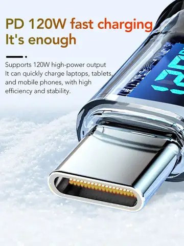 OOZCC LCD Watt Display Cable, Max 120W Super Fast Charging USB Type C Cable Data Transfer, USB A to Lightning for IPhone14 Pro