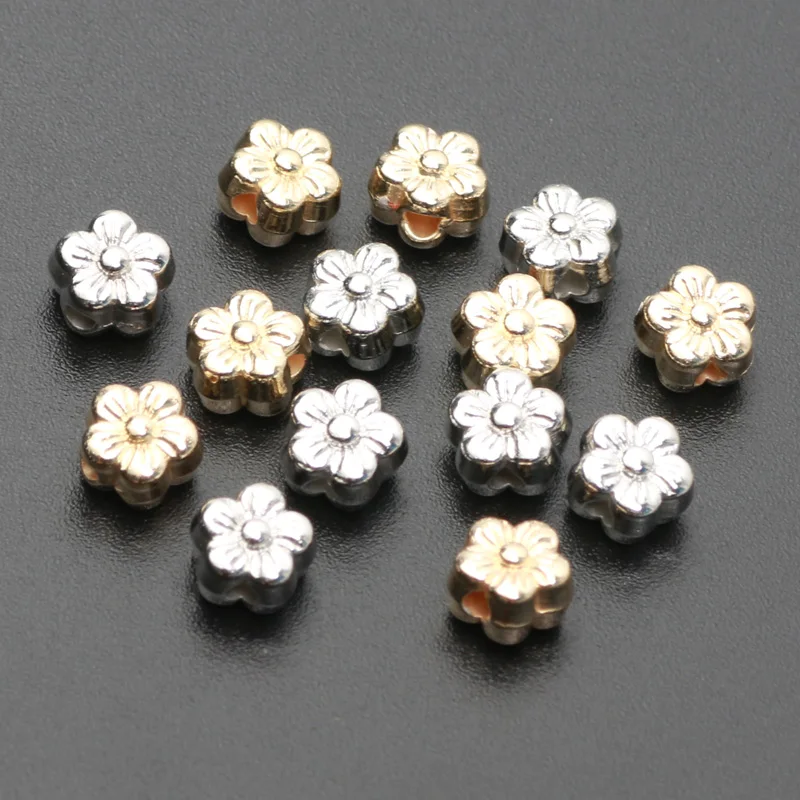 100pcs 6mm Gold Color CCB Small Flower Beads Acrylic Spacer Beads For Jewelry Making DIY Bracelet Necklace Handmade Accessories