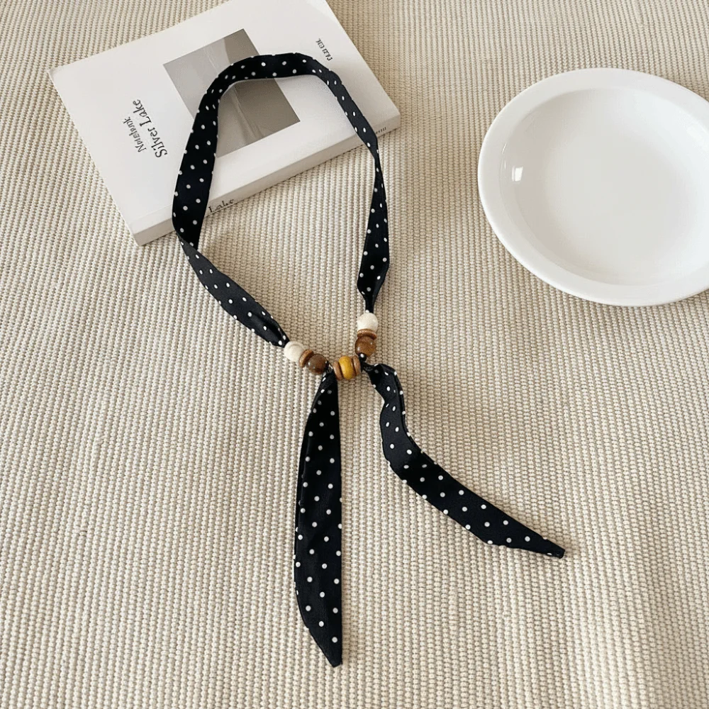 Vintage Fashion Necklace - Винтажный тонкий шейный платок в горошек