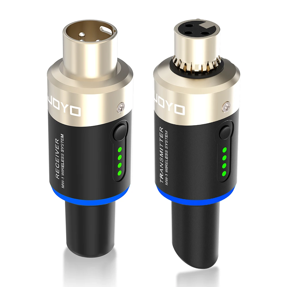 Picture: JOYO MW-1 5.8Ghz Wireless Mic System 4 Channels 5Ms Latency Plug and Play Wireless Microphone Receiver for XLR Dynamic Mics