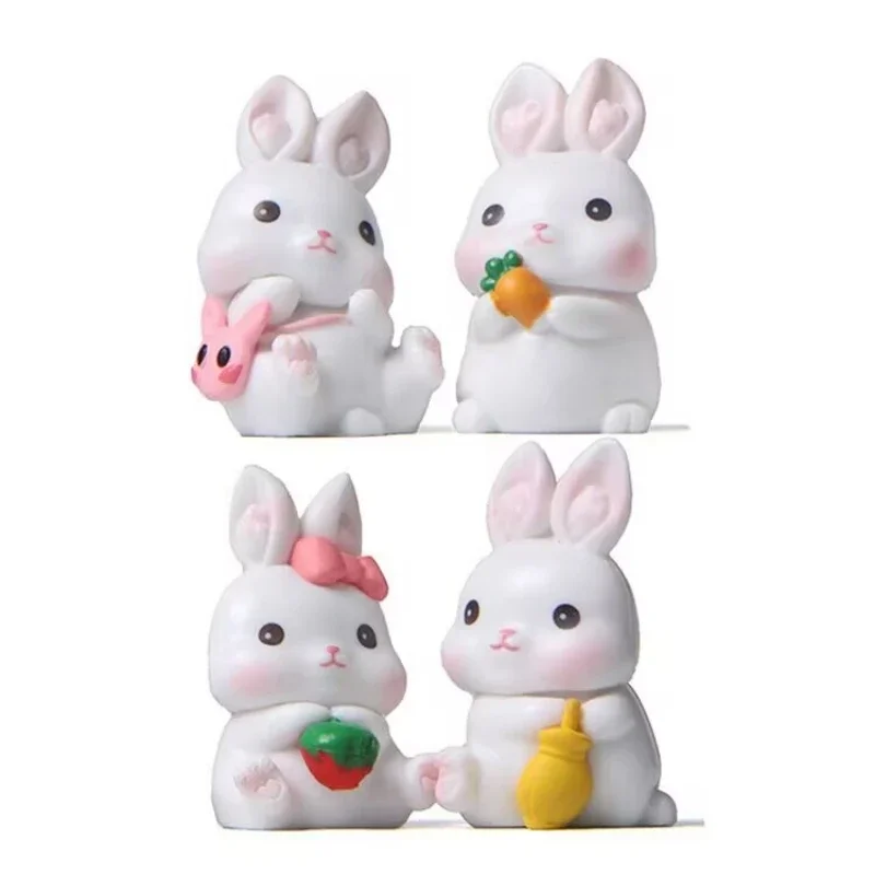 4Pcs/Set Cartoon Rabbit Action Toy Figures 2-4CM