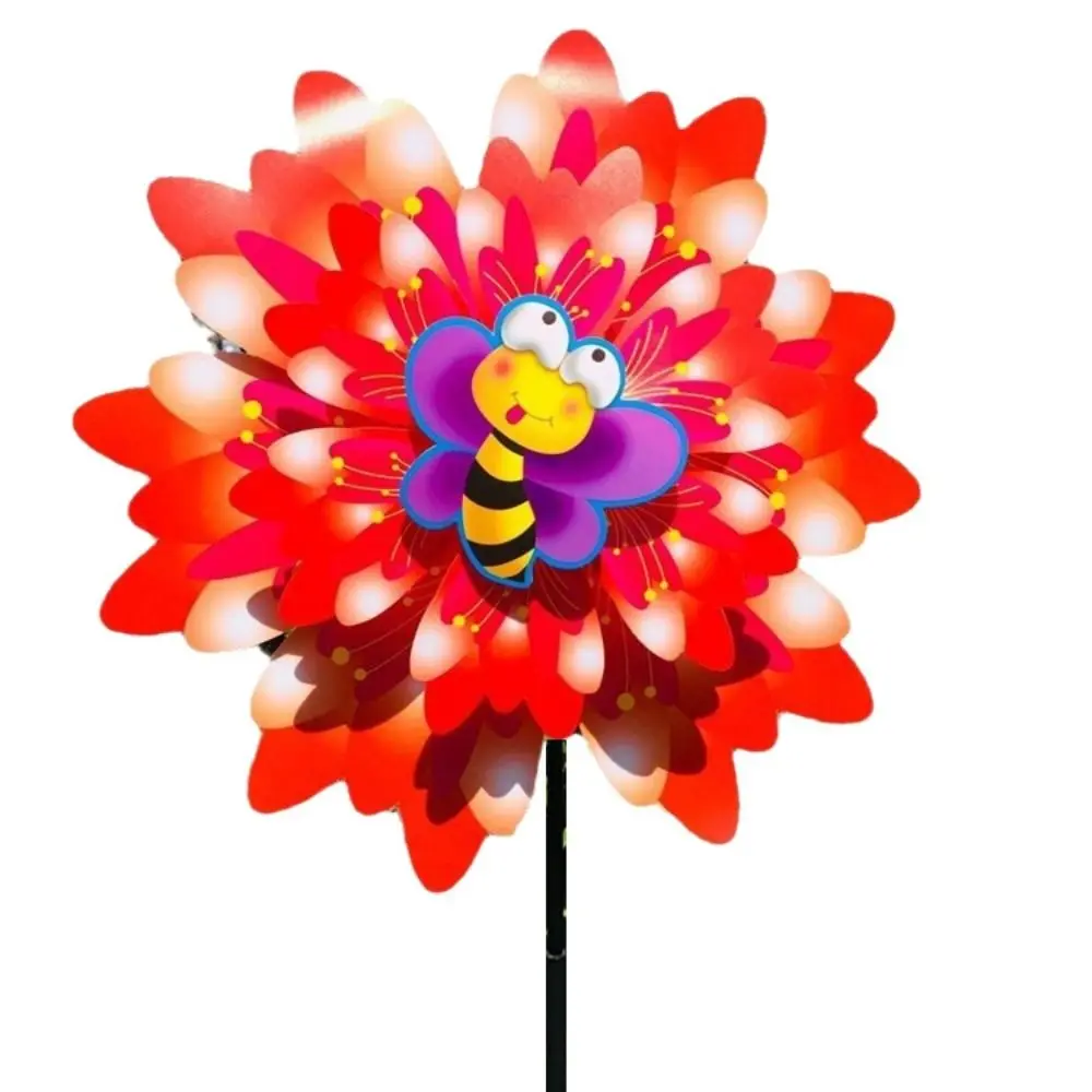 Multistyles Cartoon Petal Windmill Maple Leaves Dragonflies Bees PVC Standing Lawn Flower Diameter 38cm Colorful