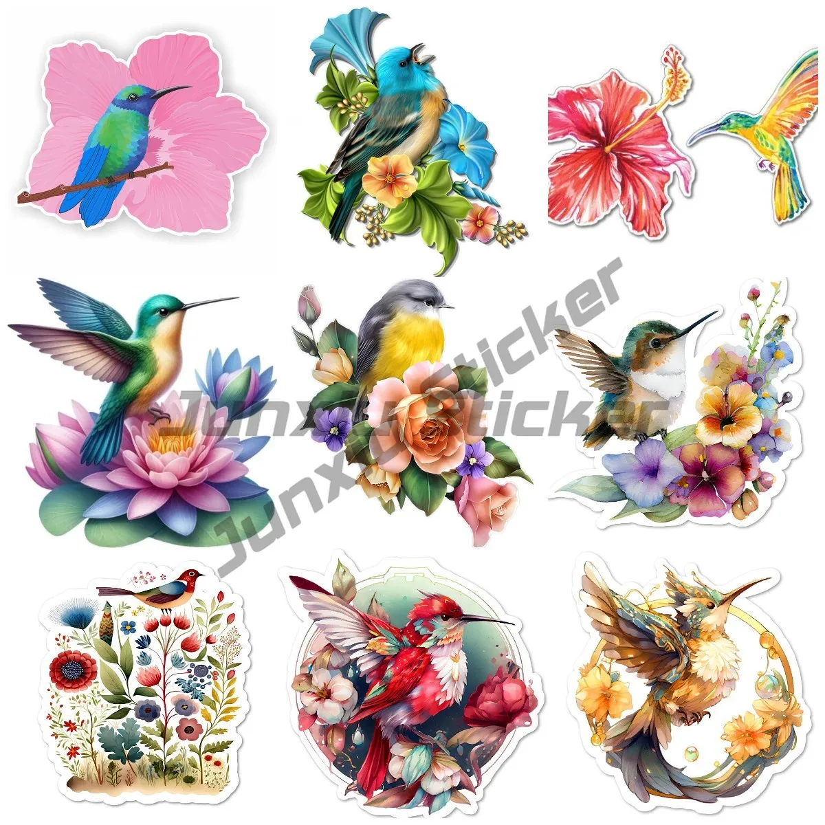 Beautifu Hummingbird Flower Vinyl Self-adhesive Cover Scratches To Conceal Them Sticker Helmet Car Laptop Water Waterproof Decal