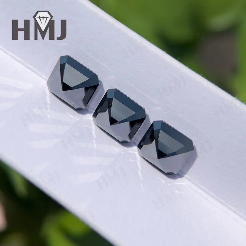 Moissanite Loose Stone Asscher Cut Black Color VVS1 Clarity with GRA Certificate Supplies for Jewelry ​Factory Wholesale Charms