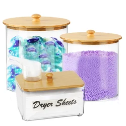 Laundry Powder Container Storage Box Dryer Sheet Holder, Large Plastic Laundry Room Organization and Storage Jars with Lids