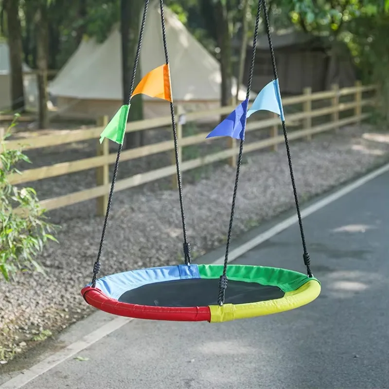 

Design Outdoor Games Children's Jumping Children's Mini Trampoline, Tree Swing Set with Polypropylene Pad